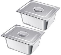 Récipients Gastronorm Poêle d'hôtel - 1/2 taille 2 pcs. 9 L - Récipients réutilisables 148mm de profondeur - Rangement inoxydable Catering - Récipients Gastronorm pour aliments avec couvercle pour buf