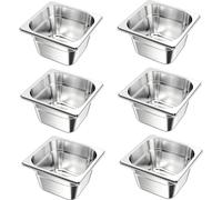 Récipients Gastronorm Poêle d'hôtel taille 1/6 - 6 pcs. 1,7 L Récipients réutilisables - 10 cm de profondeur, Rangement inoxydable Catering - Panière Récipients alimentaires pour fêtes, restaurants &