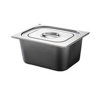 Récipients GN en acier inoxydable avec couvercles | Bols de rangement rectangulaires empilables pour l'organisation de la cuisine | Mariner et servir | Passe au lave-vaisselle | Argent | (10 cm)
