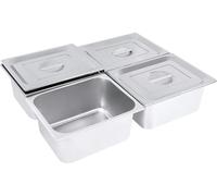 Récipients GN - GN 1/2 150 - Capacité 7 L - Lot de 4 - Épaisseur 0,35 cm - Acier inoxydable - Dimensions 32,5 × 26,5 × 15 cm - Argent