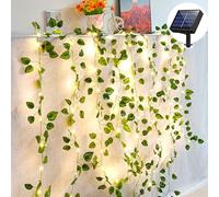 Recitem Guirlande Lumineuse de Lierre Solaire | Lumières Décoratives en Rattan 2-10m | Guirlande d'Eucalyptus avec Feuilles d'Érable pour Jardin & Terrasse | Éclairage Extérieur Guirlande de Lierre