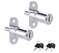 Recogwood Lot de 2 serrures à piston à piston de 40 mm de long, cylindre de 19 mm de diamètre en alliage de zinc avec clés pour tiroir, bureau, armoire, clés différentes