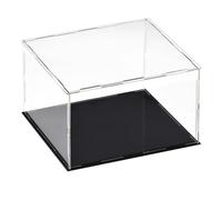 Recogwood Vitrine D'Exposition en Acrylique Clair 30 x 30 x 25cm - Boîte De Présentation À Monter avec Socle Noir - Protection Anti-Poussière pour Figurines, Jouets Et Rangement Domicile