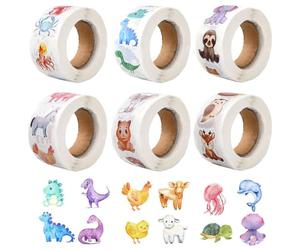 Récompenses Sticker Animale, 3000Pcs Autocollant Rond Animaux en Rouleau Gommettes Enfants Cute Animal Stickers Autocollants Motivation D'animaux Enfant Ronds pour Scolaires Salle adeaux