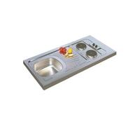Recouvrement inox à poser sur cuisinette 1 cuve + 1 égouttoir + 2 feux électriques