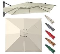 Rectangle Toile De Rechange 3x3.0m 3x4m Parasol Déporté, 8 Baleines Auvent De Rechange Pour Parasol, Housse De Parapluie De Remplacement Extérieur(Beige,3x3.0m/9.8x9.8ft)