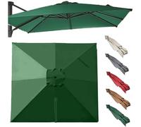 Rectangle Toile De Rechange 3x3.0m 3x4m Parasol Déporté, 8 Baleines Auvent De Rechange Pour Parasol, Housse De Parapluie De Remplacement Extérieur(Green,4x3.0m/13x9.8ft)