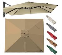 Rectangle Toile De Rechange 3x3.0m 3x4m Parasol Déporté, 8 Baleines Auvent De Rechange Pour Parasol, Housse De Parapluie De Remplacement Extérieur(Khaki,4x3.0m/13x9.8ft)
