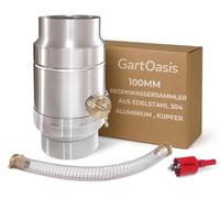 Récupérateur d'eau de pluie gouttière 100 mm - Inox - Avec tuyau et raccord de cuve - Pour jardin et arrosage