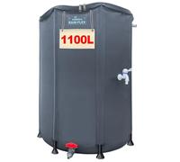 Récupérateur d'Eau de Pluie Pliable 1100l avec Robinet, Gris Anthracite | Couvercle à fermeture Éclair, Stable, Peu encombrant, Résistant au Gel