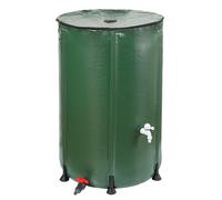 TERRE JARDIN - Réservoir Récupérateur Eau de Pluie, 500 L - Cuve Eau de Pluie, Pliable, en PVC Armée - Réservoir avec Robinet d'Arrêt et Robinet d'Écoullement - 500 litres - Vert