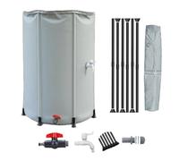 Récupérateur d'eau de pluie pliable avec support et robinet, kit de récupération d'eau de pluie pour jardin, système de rangement peu encombrant, récupérateur d'eau de pluie pliable en PVC p