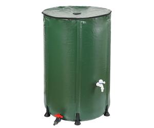 Récupérateur d'eau de pluie PVC pliable 500 L , réservoir souple + robinet + raccord tuyau Ø 19 mm, trop-plein, crépines - vert