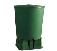 Récupérateur d'eau rond 500L avec socle vert