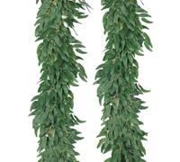 RECUTMS Lot de 2 feuilles de saule artificielles à suspendre de 1,8 m - Guirlande de feuilles de lierre en soie - Pour intérieur et extérieur - Pour intérieur et extérieur - Arche de mariage, jungle