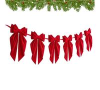 Red Christmas Bows Vintage Decorative Holiday Ribbon Party Ornaments | Red Bows Christmas Tree Decor for Window Staircase Cabinet Farmhouse Chair Home Valentines Holiday
