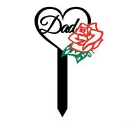 Red Dad Piquet de jardin commémoratif en acrylique noir en forme de cœur pour décoration de cimetière et marqueur funéraire, résistant aux intempéries pour l'extérieur pour hommage