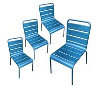 RED DECO Chaises de Jardin métal Montmartre Bleu Canard x4