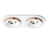 RED - DESIGN RENDL SHARM R II : Plafonnier encastré, laiton blanc, 230 V, LED, 2x10 W, angle de diffusion 24°, température de couleur 3000 K, référence R13240