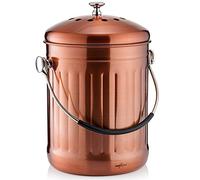 RED FACTOR Premium Seau Compost Inodore en Acier Inoxydable pour Cuisine - Poubelle Compost Cuisine - Comprend Filtres à Charbon de Rechange (Cuivre Mat, 5 litres)