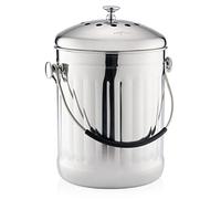 RED FACTOR Premium Seau Compost Inodore en Acier Inoxydable pour Cuisine - Poubelle Compost Cuisine - Comprend Filtres à Charbon de Rechange (INOX Brillant, 5 litres)