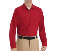 Red Kap Industrial Work Shirt, Regular Fit, Long Sleeve Chemise Longue à Bouton d'utilité Professionnelle, Rouge, XL Haut Homme