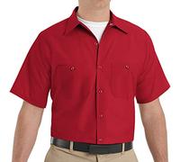 Red Kap Industrial Work Shirt, Regular Fit, Short Sleeve Chemise Longue à Bouton d'utilité Professionnelle, Rouge, 4XL Homme
