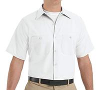 Red Kap Industrial Work Shirt, Regular Fit, Short Sleeve Chemise Longue à Bouton d'utilité Professionnelle, Blanc, L Homme