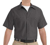 Red Kap Industrial Work Shirt, Regular Fit, Short Sleeve Chemise Longue à Bouton d'utilité Professionnelle, Charbon, L Haut Homme