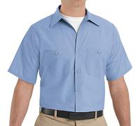 Red Kap Industrial Work Shirt, Regular Fit, Short Sleeve Chemise Longue à Bouton d'utilité Professionnelle, Bleu Clair, 4XL Grande Taille Homme