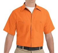 Red Kap Men's Industrial Work Shirt, Regular Fit, Short Sleeve, Orange, 3X-Large/Tall