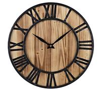 Red Oak Rouge 40,6 cm en Chêne Rustique Vintage en Métal et Bois Silencieux sans Tic-tac Décoratifs Horloge Murale avec de Grands Chiffres Romains