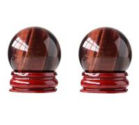 Red Tiger Eye Crystal Ball | Home Decoration Fengshui Sphere | Quartz Gemstone with Wood Stand for Feng Shui Divination,2pcs