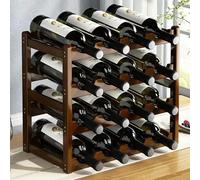 Red WineRack Décoration Grille domestique Présentoir à vin Table Crémaillère à bouteilles de vin créative Armoire à vin simple Assemble StorageRack Darkbrown 3layers 33