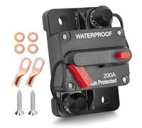 RED WOLF Disjoncteur de 200 A avec cosses de fil en cuivre - Étanche - Porte-fusible en ligne - Avec réinitialisation manuelle - Étanche - Pour voiture, camion, bus, camping-car, bateau, véhicule