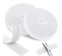 Redamancy 10m x 20mm Scratch Autocollant Double Face, Blanc Extra Forte Adhésif Hook Loop Bande Agrippantes, Idéal pour Cadre, Fenêtre et Bricolage