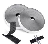 Redamancy 10m x 20mm Scratch Autocollant Double Face, Noir Extra Forte Adhésif Hook Loop Bande Agrippantes, Idéal pour Cadre, Fenêtre et Bricolage
