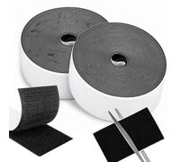 Redamancy 6m x 50mm Scratch Autocollant Double Face, Noir Extra Forte Adhésif Hook Loop Bande Agrippantes, Idéal pour Cadre, Fenêtre et Bricolage