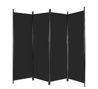 REDCAMP Paravent 4 Panneaux, autoportant, intérieur extérieur, Noir | Toile polyester 160g, cadre fer, pieds antidérapants, montage facile, pliable, pour chambre salon bureau jardin balcon terras