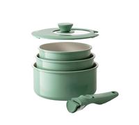 Redchef Set de casseroles avec poignées amovibles, Set de casseroles en céramique antiadhésive 16/18/20cm et couvercles 3-EN-1, Casseroles à induction pour tous les types de cuisinières, Résistantes