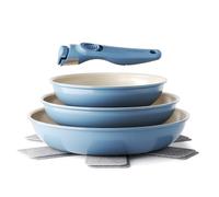 Redchef Set de Poêles à frire 16/18/20cm, Poêles Céramique, 6 Pièces, Bleu | Batterie de Cuisine, Poignée Amovible, Compatible avec Lave-Vaisselle et Induction, Revêtement Antiadhésif, Sans PFAS ni PFOA