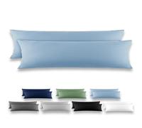 REDKEY Taie de Traversin 40x145 Bleu Clair - Lot de 2 Taies d'Oreillers 40 x 145 Carré en Microfibre Brossée, Housse Oreiller Coussin Oreiller avec sa Fermeture à Rabat (sans Fermeture Éclair)