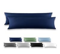 REDKEY Taie de Traversin 40x145 Bleu foncé - Lot de 2 Taies d'Oreillers 40 x 145 Carré en Microfibre Brossée, Housse Oreiller Coussin Oreiller avec sa Fermeture à Rabat (sans Fermeture Éclair)