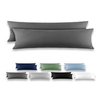REDKEY Taie de Traversin 40x145 Gris foncé - Lot de 2 Taies d'Oreillers 40 x 145 Carré en Microfibre Brossée, Housse Oreiller Coussin Oreiller avec sa Fermeture à Rabat (sans Fermeture Éclair)