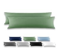 REDKEY Taie de Traversin 40x145 Herbe Verte - Lot de 2 Taies d'Oreillers 40 x 145 Carré en Microfibre Brossée, Housse Oreiller Coussin Oreiller avec sa Fermeture à Rabat (sans Fermeture Éclair)
