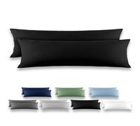 REDKEY Taie de Traversin 40x145 Noir - Lot de 2 Taies d'Oreillers 40 x 145 Carré en Microfibre Brossée, Housse Oreiller Coussin Oreiller avec sa Fermeture à Rabat (sans Fermeture Éclair)