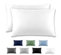 REDKEY Taie Oreiller 40x70 Blanc - Lot de 2 Taies d'Oreillers 40 x 70 Carré en Microfibre Brossée, Housse Oreiller Coussin Oreiller avec sa Fermeture à Rabat (sans Fermeture Éclair)