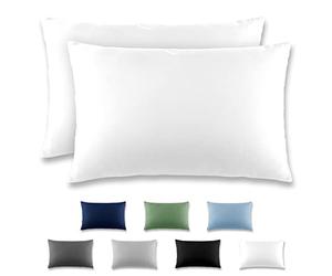REDKEY Taie Oreiller 40x70 Blanc - Lot de 2 Taies d'Oreillers 40 x 70 Carré en Microfibre Brossée, Housse Oreiller Coussin Oreiller avec sa Fermeture à Rabat (sans Fermeture Éclair)