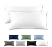 REDKEY Taie Oreiller 40x80 Blanc - Lot de 2 Taies d'Oreillers 40 x 80 Carré en Microfibre Brossée, Housse Oreiller Coussin Oreiller avec sa Fermeture à Rabat (sans Fermeture Éclair)