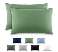 REDKEY Taie Oreiller 50x70 Herbe Verte - Lot de 2 Taies d'Oreillers 50 x 70 Carré en Microfibre Brossée, Housse Oreiller Coussin Oreiller avec sa Fermeture à Rabat (sans Fermeture Éclair)
